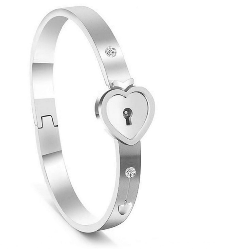 Silver Heart Lock Bracelet